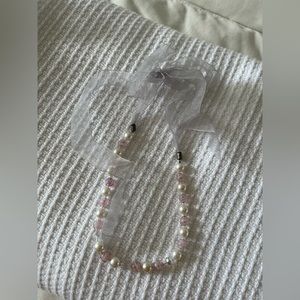 Fashion Pearl Necklace with ribbon tie